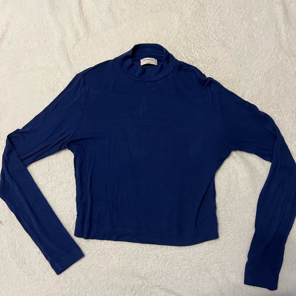 Women's royal Blue Long Sleeve mock turtleneck by Aritzia Babaton sz Large